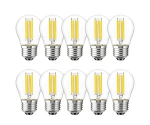HUAMu E27 LED Energy-Saving Bulb, Filament Candle 4W 40W Halogen Bulbs Equivalent, Non-dimmable, 6500K Daylight White, g45 Small Edison Screw Transparent Bulb, 400lm, AC220-240V,10 Pack