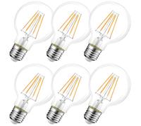 HUAMu E27 LED Filament Bulb,4W Equal to 40W,Warm White 2700K,400Lm, G80 Retro Glass Globe LED Bulb for Decorative Home Light, Not-Dimmable, 6 Pack