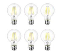 HUAMu E27 LED Filament Bulb,6 Pack,4W 6500K Cold White G80 Retro LED Globe Glass Energy Saving Glass Bulb 400Lm Equal to 40W Not-Dimmable