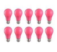 HUAMu E27 LED Light Bulb Pink, 30 Watt Equivalent, Lighting Bulbs for Christmas Holiday Halloween Party Decoration, A60 LED Lighting Coloured Bulbs, 3W 300LM Non-Dimmable, Pack of 10
