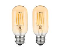 HUAMu E27 Vintage Edison LED Light Bulbs, 4W Equivalent to 40 Watt Incandescent, Amber Glass Antique Light Bulb, Warm White 2700K, 400LM, Non-dimmable, T45 Vintage Decorative Light Bulbs, 2 Pack