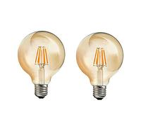HUAMu Edison Light Bulbs,E27 LED Vintage Light Bulbs 6W Screw Base Energy Saving Bulbs Retro Amber Glass Shell LED Filament Equivalent 60W Incandescent Non-Dimmable G80(φ80mm),2 Pack