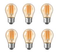 HUAMu Golf Ball Filament Vintage LED Bulbs, G45 E27 Edison Screw, Energy Saving 4W Light Bulb 40W Equivalent,Non-dimmable Amber 2700K 400LM, 6-Pack, Warm White