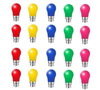 HUAMu LED Bayonet Bulb, A50 Globe Light Bulbs with B22 Standard Base, Energy Saving, Non-Dimmable, 3W Halogen Equivalent 30W Bulb, Multi-Colour, Pack of 20