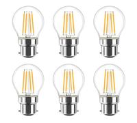 HUAMu LED Filament Golf Ball Light Bayonet Cap B22, 40w Equivalent Replacement G45 Bulbs, BC 4W 400LM Mini Globe 2700K Warm White Lamps, Chandelier Energy Saving Lightbulbs, Pack of 6