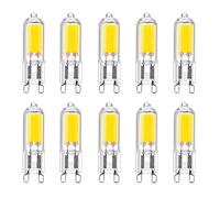 HUAMu LED G9 2W LED COB Bulb 250LM, AC220-240V, Cold White 6000K, Energy Saving Bulb CRI80, Full Glass, 25W Halogen Bulb Equivalent, 360° Beam Angle, 10 Packs