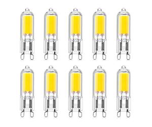 HUAMu LED G9 2W LED COB Bulb 250LM, AC220-240V, Cold White 6000K, Energy Saving Bulb CRI80, Full Glass, 25W Halogen Bulb Equivalent, 360° Beam Angle, 10 Packs