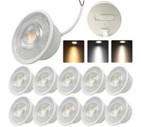 HUAMu LED Module 5W Diameter 50 x 23 mm 3CCT Warm White Natural White Cool White 45° Replaces GU10 MR16 Lamp for Recessed Downlights Spotlights Ceiling Lights, Non-Dimmable, Pack of 10