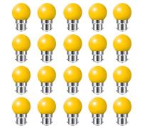 HUAMu Pack of 20 B22 Bayonet Bulbs - G45 2W LED Globe Light Bulb (20W Equivalent), White Golfball Energy Saving Light Bulb, BC Party Small / Mini Christmas Bulbs, Yellow