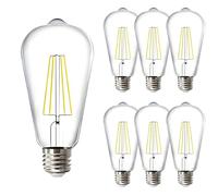 HUAMu Vintage E27 Led Filament Bulb, Antique 4W ST64 Edison Screw Bulb 40W Equivalent, 400LM, 6500K Cold White,Retro Old Fashioned Style Antique Lamp,Non-dimmable (6 Pack)