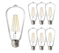 HUAMu Vintage Edison Light Bulb E27 Edison Screw Bulb ST64, 4W Equivalent to 40W, Filament Clear LED Bulb, Warm White 2700K, 600LM, Non-dimmable, Pack of 6