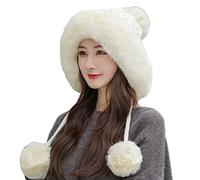 HUAMULAN Women Winter Peruvian Cover Ears Beanie Hat Ear Flaps Sherpa Ski Snow Hats Knit Fleece Lined 3 Pom Pom, A3-m1399-naibai, One Size