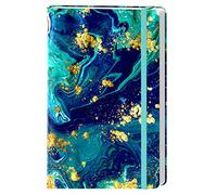 HUAMXE A5 Hardcover Lined Journal Notebook, 160 Pages Blue Gold Marble