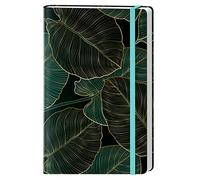 HUAMXE Lined Journal Notebook, Hardcover Journal for Women, Medium 5.7 x 8.4 in, 160 Pages Thick Paper, Cute Aesthetic Floral College Ruled Notebook for Journaling Writing Work Office School, Leaf