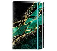 HUAMXE Lined Journal Notebook, Hardcover, Medium 5.7 x 8.4 in, 160 Pages Thick Paper, Cute Aesthetic A5 College Ruled Notebook for Journaling Writing Work Office School Women Men, Green Gold Marble