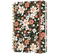 HUAMXE Spiral Hardcover Journal, 6 x 8.4 In, 160 Pages Pink Flower