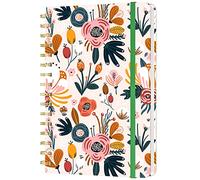 HUAMXE Spiral Hardcover Journal, 6 x 8.4 In, 160 Pages Red Flowers