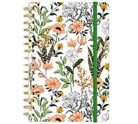 Huamxe Spiral Journal Notebook, Hardcover Lined Journal for Women, 8.4 x 6 inch, 160 Pages Thick Paper,Cute Aesthetic Floral College Ruled Notebooks for Work Writing Journaling School, White Flower