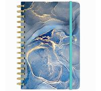 Huamxe Spiral Journal Notebook, Marble Hardcover Lined Journal for Women, Medium 6 x 8.4 in, 160 Pages Thick Paper, Cute A5 College Ruled Notebooks for Journaling Writing Work Office School, Blue