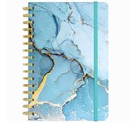 Huamxe Spiral Journal Notebook, Marble Hardcover Lined Journal for Women, Medium 6 x 8.4 in, 160 Pages Thick Paper, Cute A5 College Ruled Notebooks for Journaling Writing Work Office School, Blue