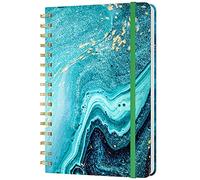 Huamxe Spiral Journal Notebook, Marble Hardcover, Medium 6 x 8.4 in, 160 Lined Pages Thick Paper, Cute Aesthetic College Ruled Notebooks for Journaling Writing Work Office School Men Women, Blue