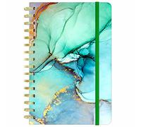 Huamxe Spiral Journal Notebook, Marble Hardcover, Medium 6 x 8.4 in, 160 Lined Pages Thick Paper, Cute Aesthetic College Ruled Notebooks for Journaling Writing Work Office School Men Women, Green