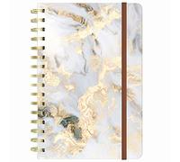 Huamxe Spiral Journal Notebook, Marble Hardcover, Medium 6x 8.4 in, 160 Lined Pages Premium Thick Paper, Cute Aesthetic A5 College Ruled Notebook for Journaling Writing Work Office School Women, White