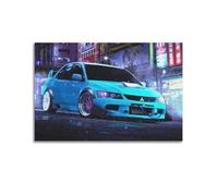 HUANA Racing Car Poster for Blue Mitsubishi Lancer EVO 9 Poster Decorative Painting Canvas Wall Posters And Art Picture Print Modern Family Bedroom Decor Posters 12x18inch(30x45cm)