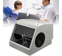 HuanEssentric Dental Lab Sandblaster Dust Collector,Lab Grinding Box Lapping Protector Sandblasting Dust Proof Case with 12 LED Lights,Easy Operation,Blocks Dust Particles