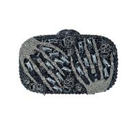 HUANG ZHUANG Cool Skull Crystal Clutch Purse Halloween Rhinestone Party Bag Luxury Skulls Evening Bags Women Handbags, Black