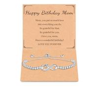 Huanggang Birthday Gifts for Women, Infinity Love Heart Bracelets for 10th 13th 16th 18th 30th 40th 50th 60th 78th Birthday Gifts for Her Sister Mom Grandma Best Friend, 6, Brass, Cubic Zirconia