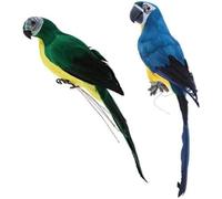 HuangguiyuanV 2pcs Foam Artificial Bird Decoration,Lifelike Macaw Parrot Birds Model,Colorful Garden Parrot Ornament Home Wall Decoration