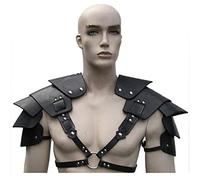 HuangguiyuanV Medieval Faux Leather Double Pauldron,Retro Adjustable Warrior Armor,Halloween Fancy Dress Up Warrior Cosplay Costume Party Accessories