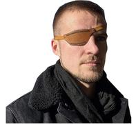 HuangguiyuanV Vintage Leather Single Eye Patch,PU Leather Pirate Eye Patch with Adjustable Buckle,for Cosplay Costume Accessory,Right (Yellow)