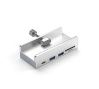 HUANGING 4 Port Aluminum External Dock Station USB3.0 Type C Clip HUBs with Power Supply Card Slot 5Gbps Data Transmission