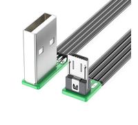 HUANGING 5-200cm 90 Degree USB 2.0 to USB 5Pin Down Bend Flat Cord Silicone Cable for Smartphones Tablets 5V2A Charging