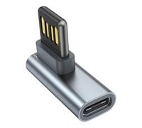 HUANGING 90°Bend USB to Type C Adapter Connectors Reversible Plugs Inline Control for Easy Use in Tight Space Use