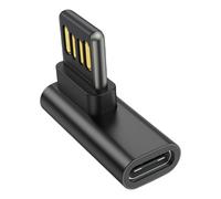 HUANGING 90°Bend USB to Type C Adapter Connectors Reversible Plugs Inline Control for Easy Use in Tight Space Use