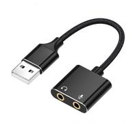 HUANGING Plugs And Play USB To 3.5mm Adapter USB External Stereo Sound Card For Professional Microphone And Headphone Use