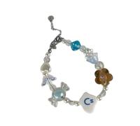 HUANGING Stretchy Cloud Bead with Playful Flower Heart Accent Soft Comfortable Wear Wristband for Daily Outfits Vibrant Rainbow Cloud Shaped Bead