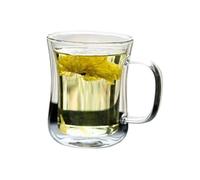 Huangj-0527 Glass Cups Double Walled Coffee Mug Tea Cup, Clear Borosilicate Drinking Glasses with Handle for Hot and Cold Drinks, 220/400ml Parties(Small)