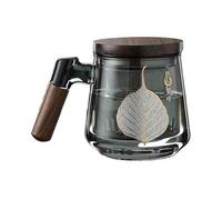 Huangj-0527 Glass Cups Glass Tea Mug with Infuser and Lid, 15.2oz Borosilicate Cup with Walnut Handle for Loose Leaf Parties(Gris)