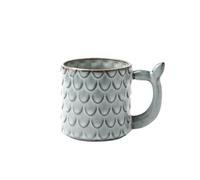 Huangj-0527 Tea Mug Straight Relief Coffee Mug Set of 1, Large Capacity 16.91 oz Ceramic Fish Patterned for Office and Home Use