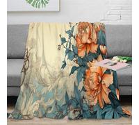 HUANGJIAHUI Japanese Style Bedding 3D Printed Japanese Flower Throw Blanket Plush Soft Cozy Gifts Lightweight Fluffy for Kids Teens Adults for Boys Girls All Season Couch Sofa 60x80inch(150x200cm)