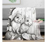 HUANGJIAHUI Sketch Bunny Throw Blanket 3D Printed Wildlife Bedding Soft Cozy Lightweight Fluffy Plush Gifts for Bed And Couch for Boys Girls All Season Couch Sofa 40x50inch(100x130cm)