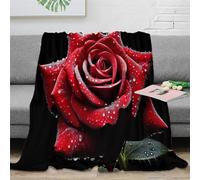 HUANGJIAHUI Starry Red Rose 3D Printed Blanket Bedding Throw Gifts Soft Cozy Lightweight Fluffy Plush for Kids Teens Adults for Boys Girls All Season Couch Sofa 80x90inch(200x230cm)