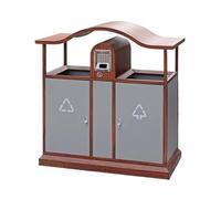 huanglyc-232 Garbage Can, Retro Classified Trash Can Galvanised Steel Rubbish Bin for Outdoor Public Scenic Spots