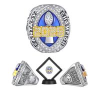 HuangouSA 2025 Fantasy Football Champions Ring League Champions Trophy Rings Premium Award Winner, 11, Plated Gold and Silver, White Diamond