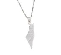 Huangshan Israel Palestine Map Pendant Necklace Stainless Steel Country Geography Chain for Women Jewelry (Model 17)