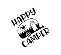 HUANGSHIJUNOUS DIY Happy Camper Decor Decal Car Vinyl Sticker Decoration for Van Camper Caravan Cargo RV Motorhome Auto Tuning Accessories(Black,40x40cm)
